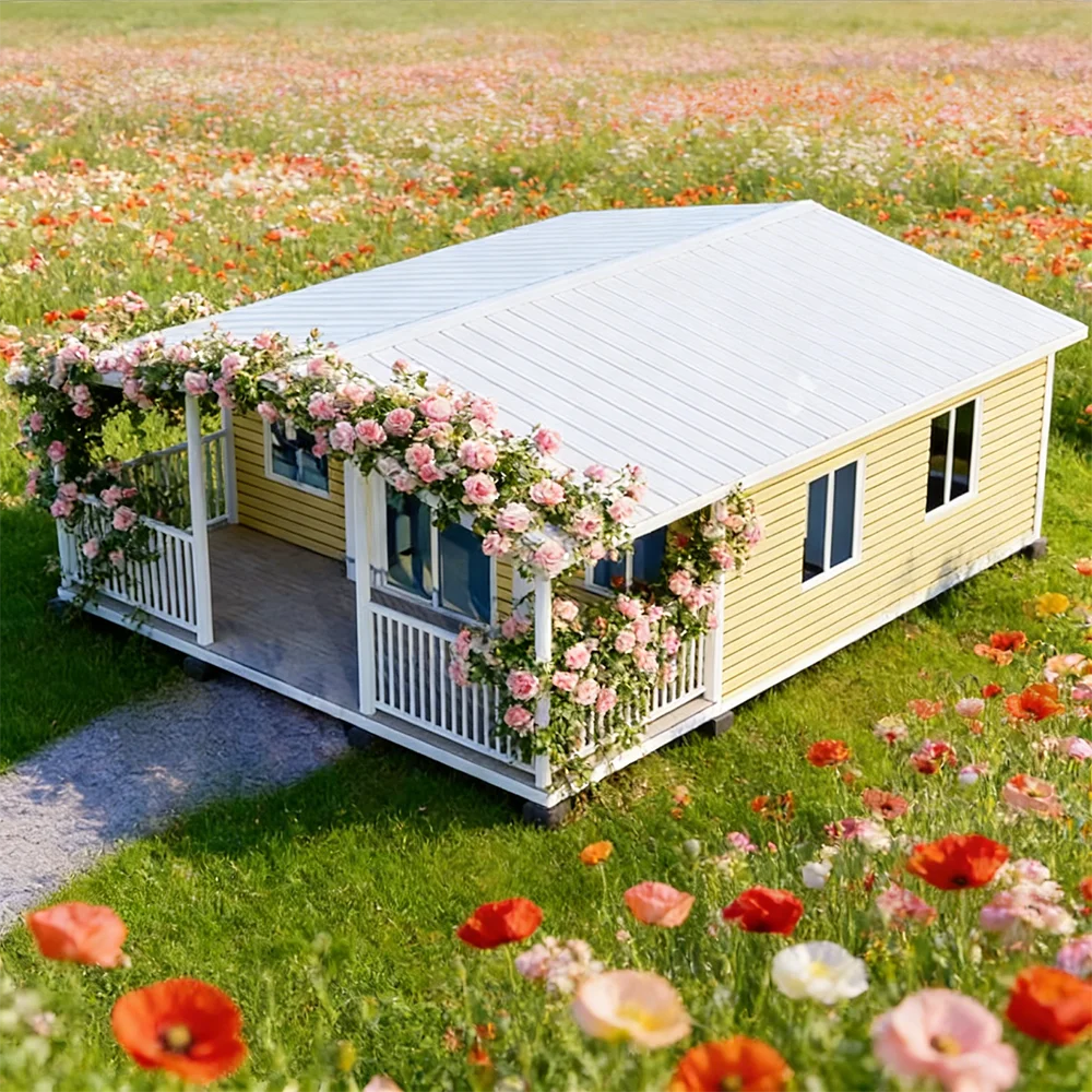 Expandable Shipping Container with Customizable Interior Layout for Four Bedroom Family Home