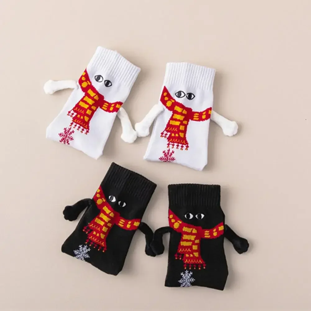 Christmas Socks For Couples Funny Holding Hands Stockings Fillers Xmas Gifts Hand In Hand Cotton Magnetic Socks For Men Women