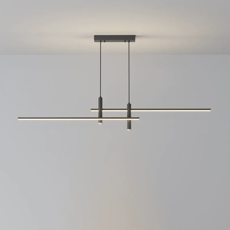 Nordic Restaurant Led Pendant Light Minimalist Straight Strip Lamp Modern Counter Dining Light with Spotlight Restaurant Lamp