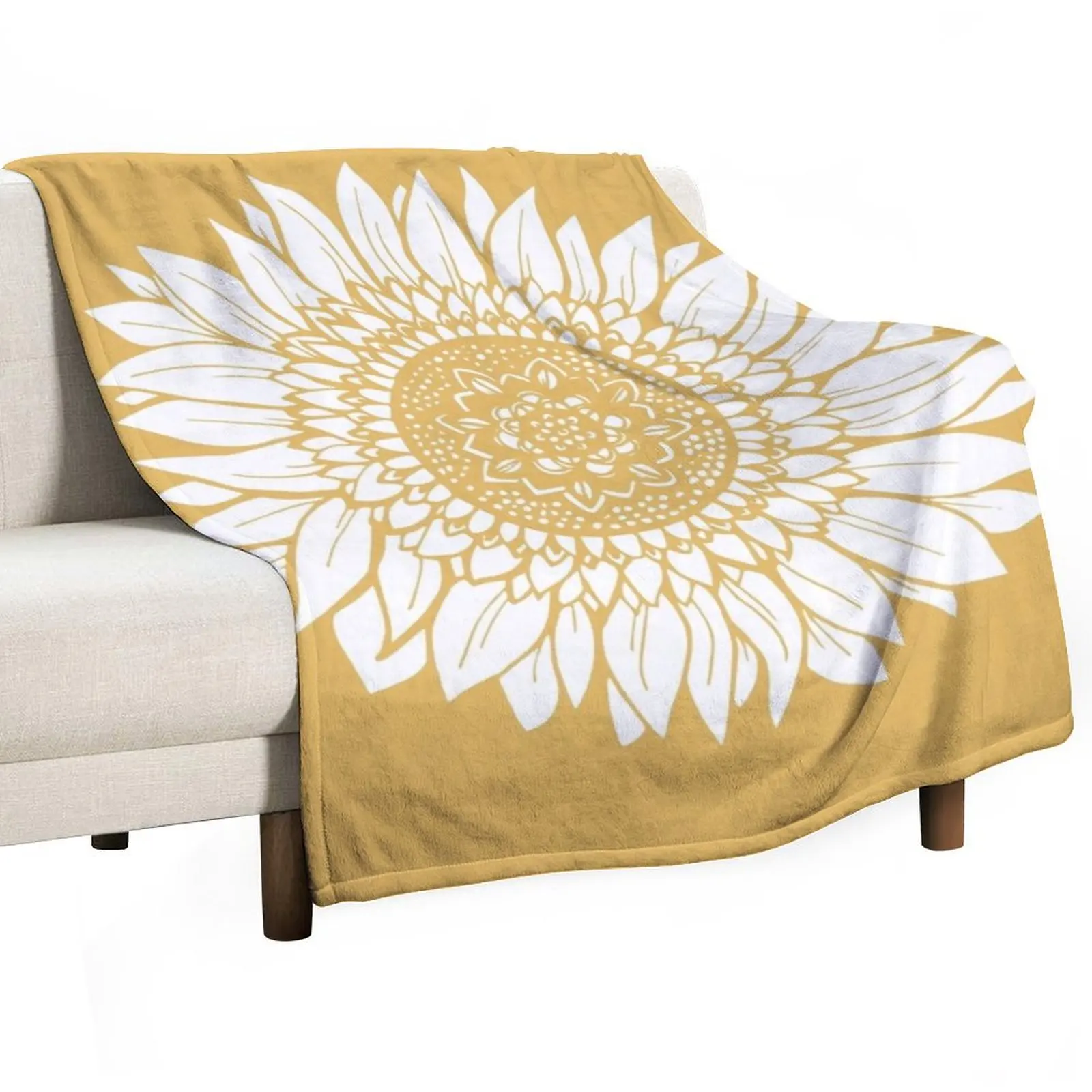 Yellow Flower Drawing Throw Blanket Soft Plush Plaid Softest Moving Luxury Blankets