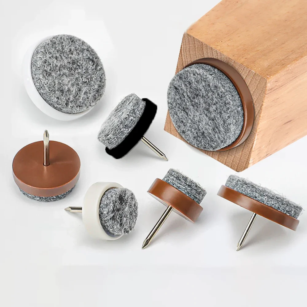 

20Pcs Screw-on Furniture Felt Pad Nail on Chair Leg Floor Protectors Glide Round Slider Screw-in for Chair Table Furniture