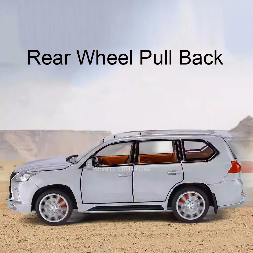 1:32 LX570 GLS580 SUV Model samochodu Zabawka Odlewane metalowe drzwi Otwarte Dźwięk Światło Wycofaj Modele pojazdów terenowych Dekoracyjne prezenty