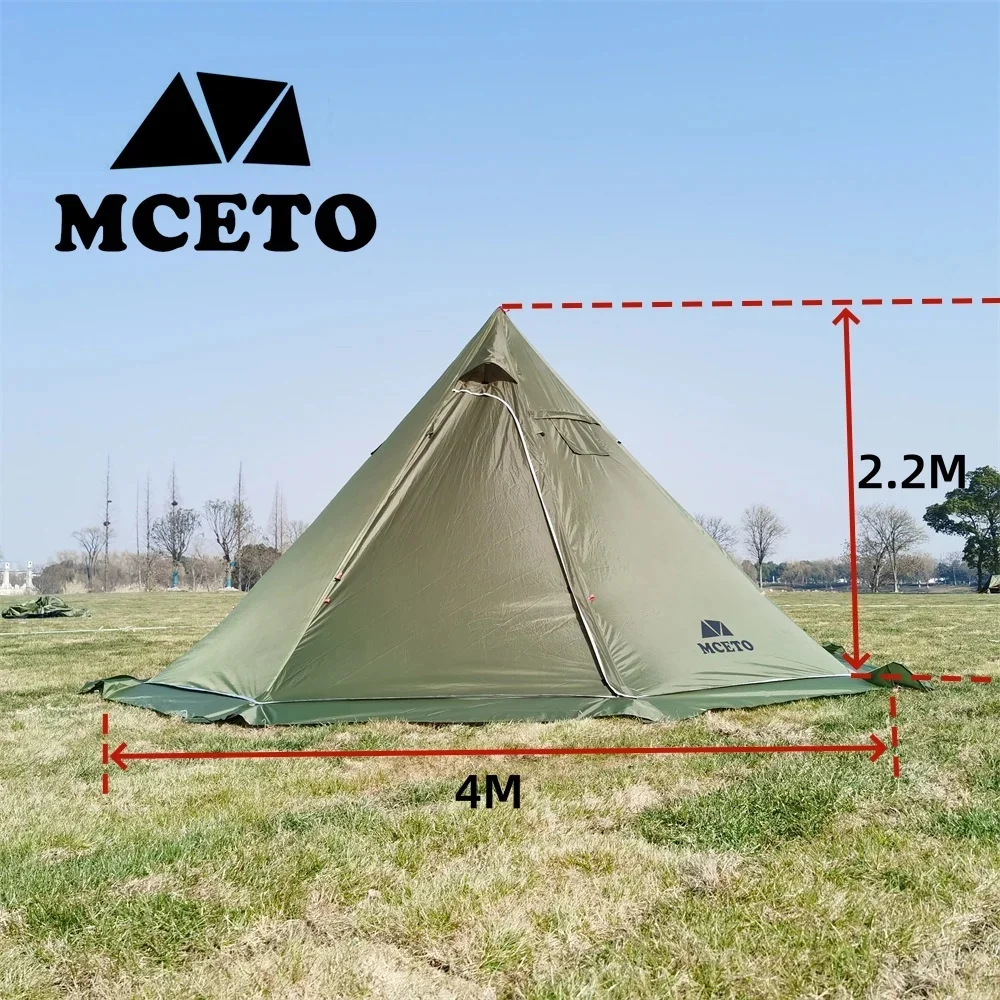 New Large Pyramid Tent Set Camping Tents 3-4 People Outdoor Tent Tipi Teepee Rainproof Awnings Shelter 4 Season Backpacking Tent