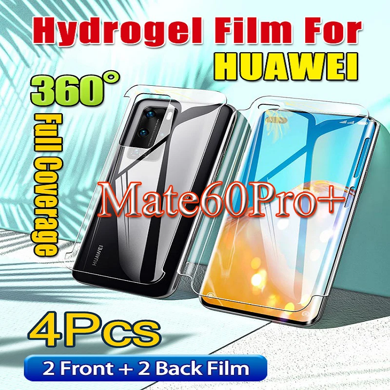 Mate60Pro+ Screen Protector For Huawei Mate60Pro Front Back HD Soft Hydrogel Film Mate60 Mate60RS Full Coverage Surface Edges