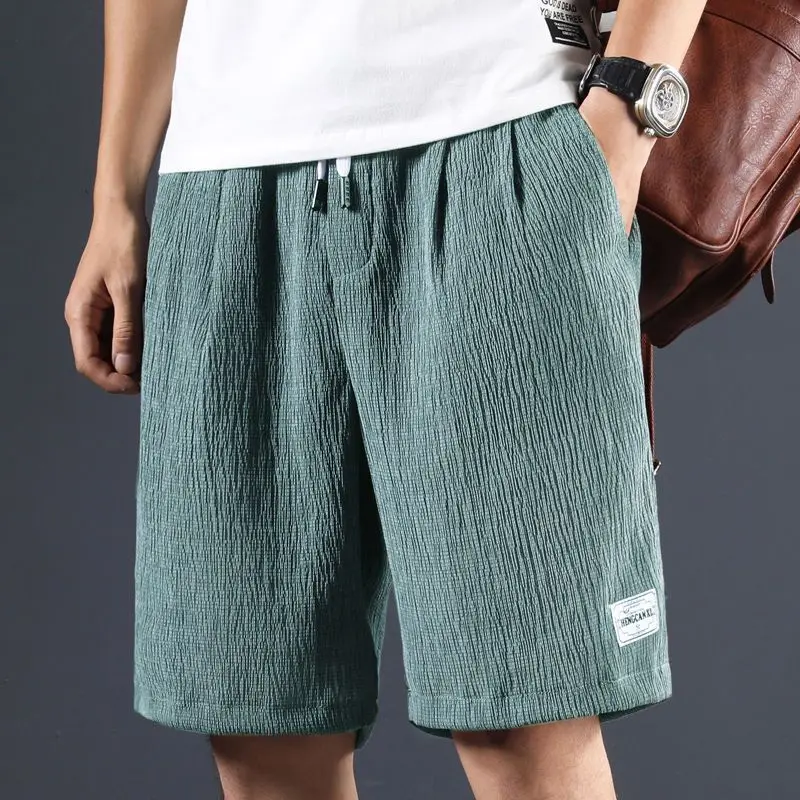 Summer Essentials Men Quick Dry Breathable Beach Shorts Elastic Waist Pockets Loose Casual Solid Fashion Sport Ice Short Pants