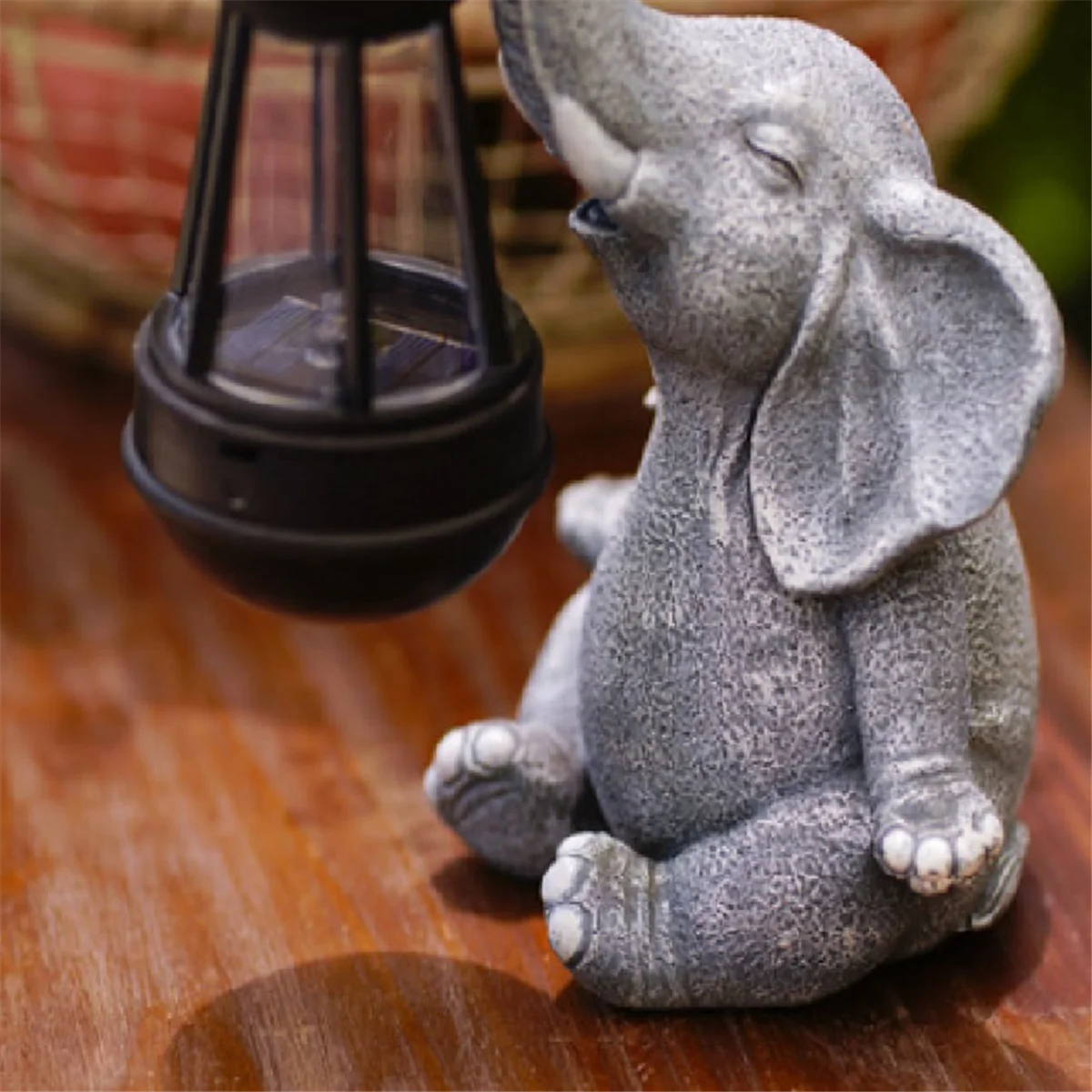 

Elephant Solar Lamp Decoration Waterproof Solid Resin Craft Elephant Ornament Statue Yard Balcony Garden Figurine Lamp B