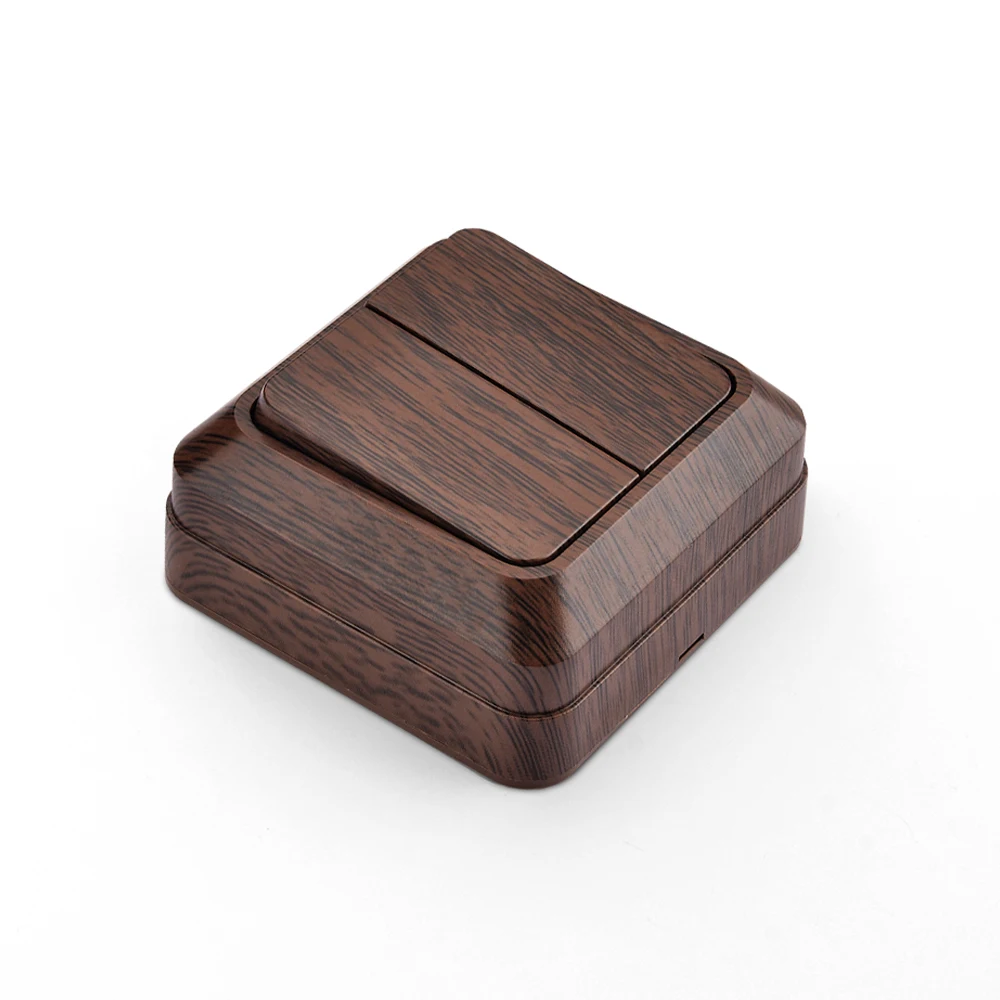 Wood EU Standard Flame Retardant Spray Plastic Rocker Switch Button Light Switch On/Off 2 Gang 1 Way Wall Surface Classic Switch