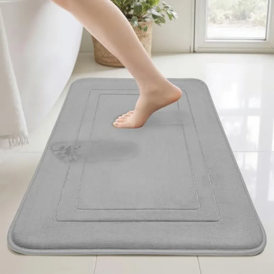 

Super Soft Memory Foam 20" x 32" Bath Mats for Bathroom Floor Shower and Tub, Bathroom Rugs Non Slip Washable, Water Absorbent