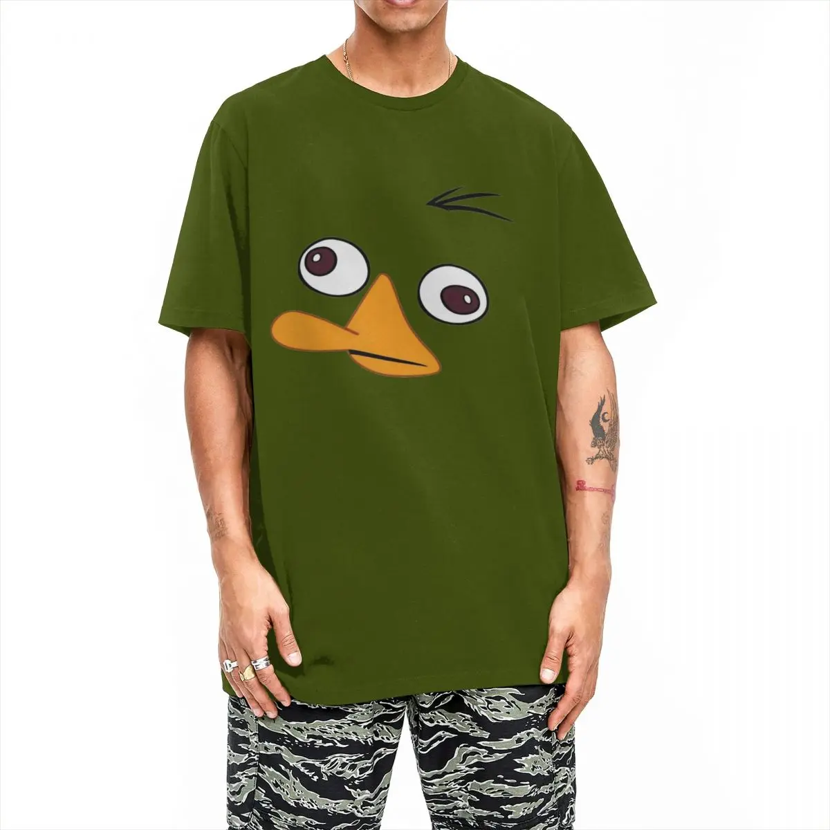 Perry The Platypus Face T Shirts for Men Women Cotton Vintage T-Shirt Round Collar Tee Shirt Short Sleeve Tops Plus Size