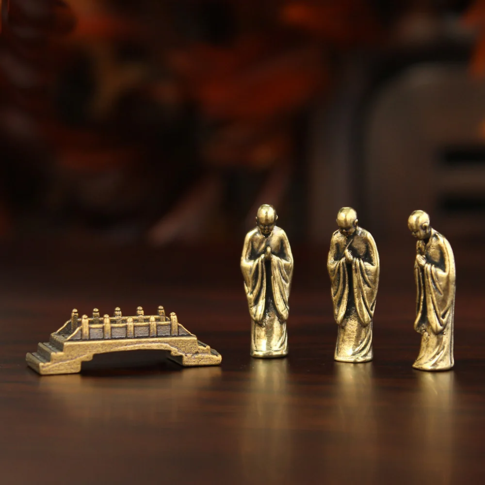 Retro Brass Monk Zen Elderly Mini Statue DIY Micro Landscape Accessories Buddha Crafts Ornaments Desktop Home Decorations