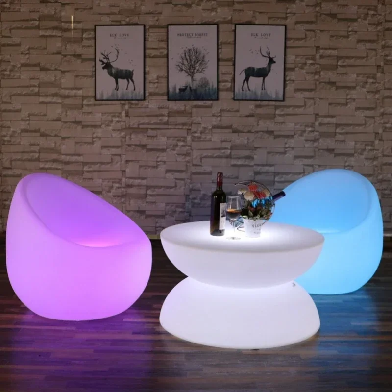 Customized Led Luminous Table  Chair Bar Quiet Bar round Coffee Table Outdoor Balcony Leisure Furniture mesas para bar