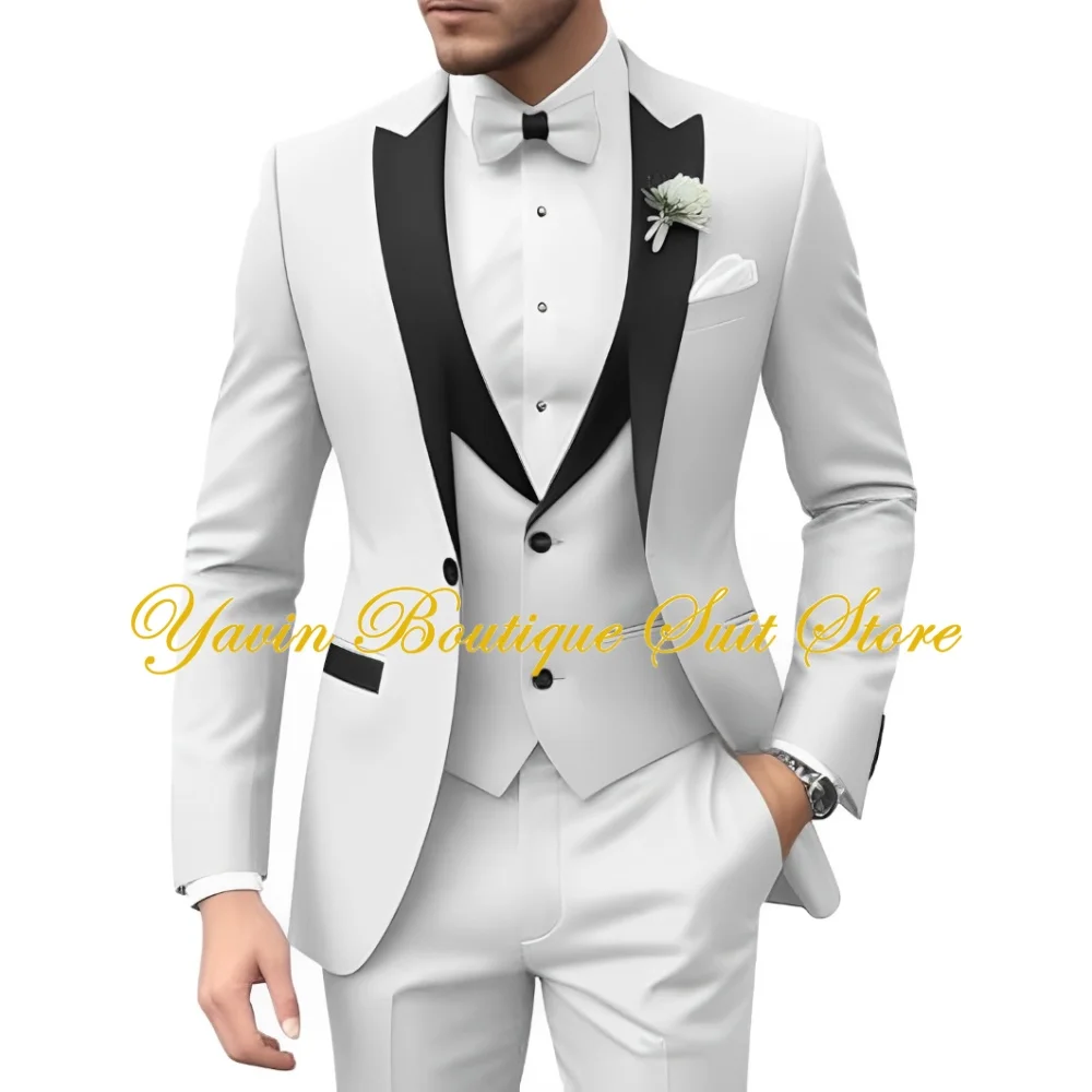 بدلة رجالية رسمية 3 قطع سترة بقصة ضيقة وسراويل تناسب الرجال بدلة سهرة عصرية لحفلات الزفاف وحفلات التخرج للرجال