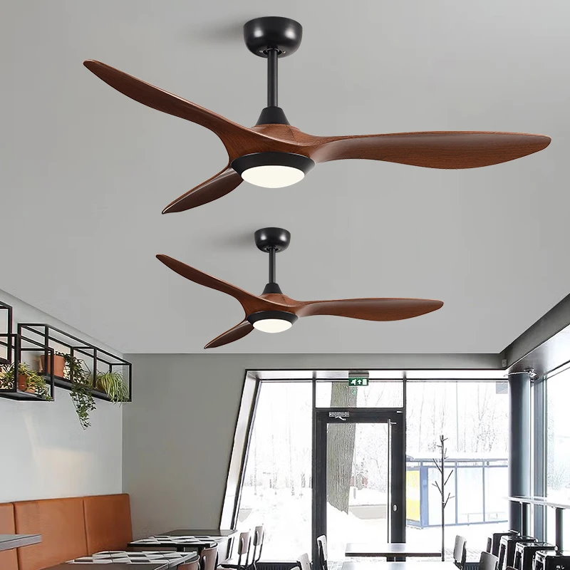 52 Inch Ceiling Fan Industrial Vintage ABS Ventilator With Light Remote Control for Commercial Home Bedroom Coffee Shop Decorate