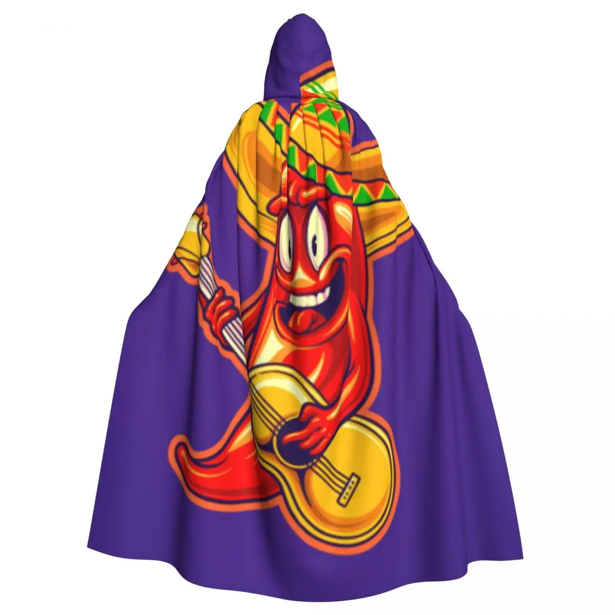 Adult Vampire Cape Hooded Robe Cute Chilli Pepper Sombrero Hat Halloween Cloak Full Length Cosplay