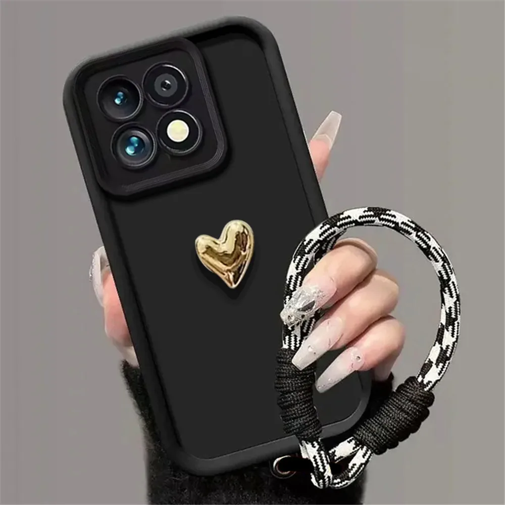 ثلاثية الأبعاد تصفيح الحب القلب قضية الهاتف ل Xiaomi Mi 14T 13T 12T 11T برو غطاء Mi 13 12 11 لايت 5G NE الحبل سوار غطاء سيليكون