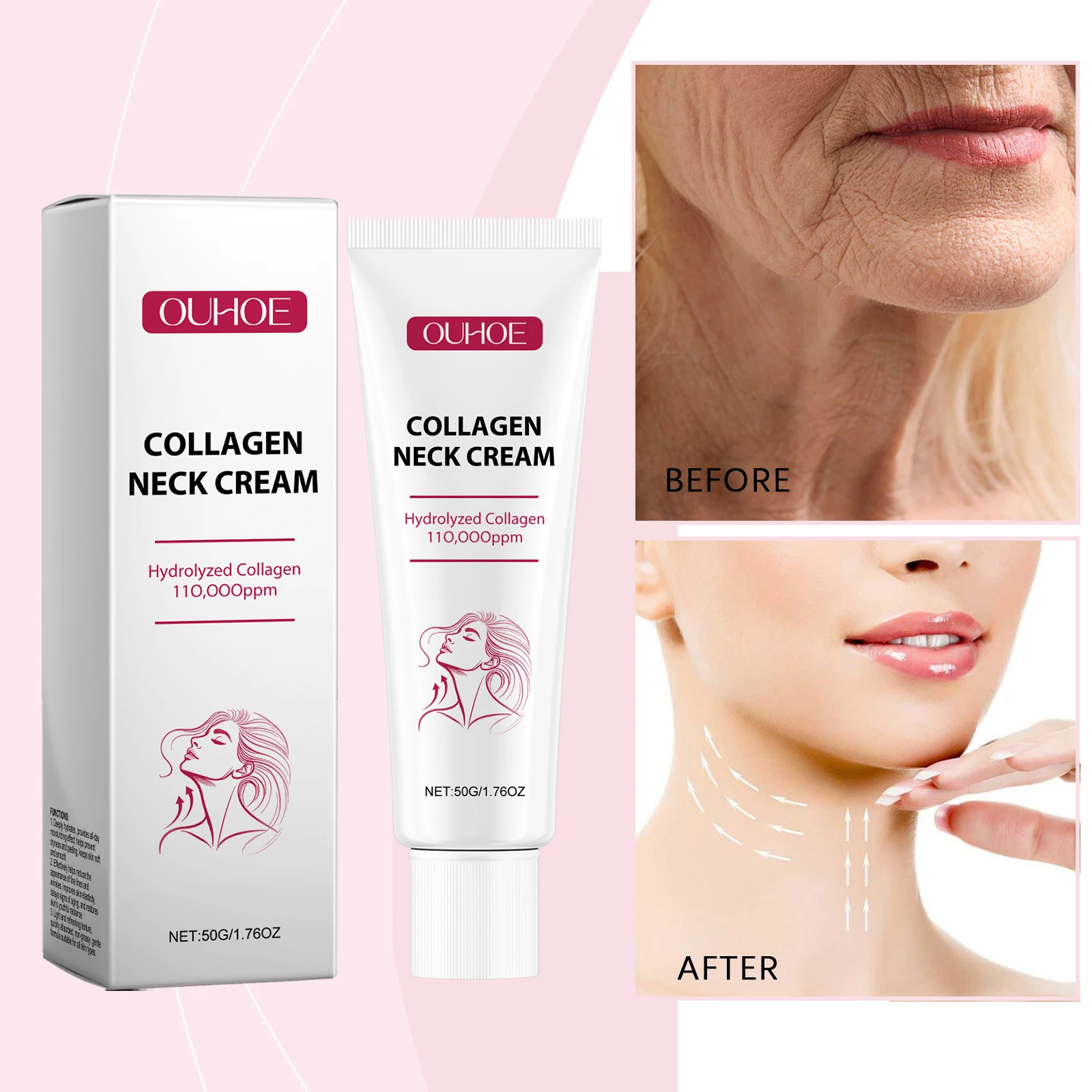

Collagen Neck Firming Cream - Hydrating & Tightening Treatment To Help Reduce Wrinkles & Improve Skin Elasticity