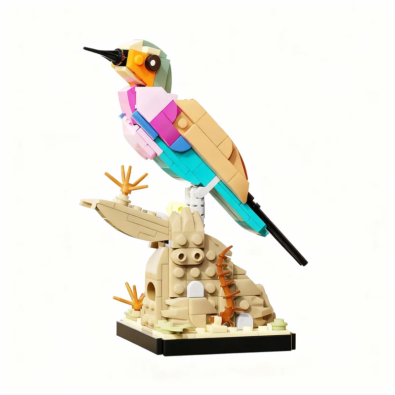 215pcs MOC Lilac Breasted Roller Model Building Blocks Toy Construction Christmas Gifts Creative Birthday Assemble Idea Kids