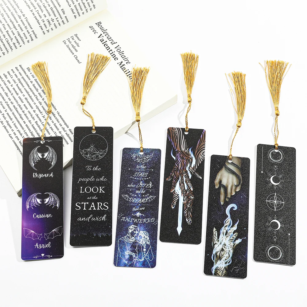 Acrylic Acotar Acomaf Bookmarks for Reading Women Men Books Accessories Collection Gifts for Friends Moon Star Book Mark Tassels