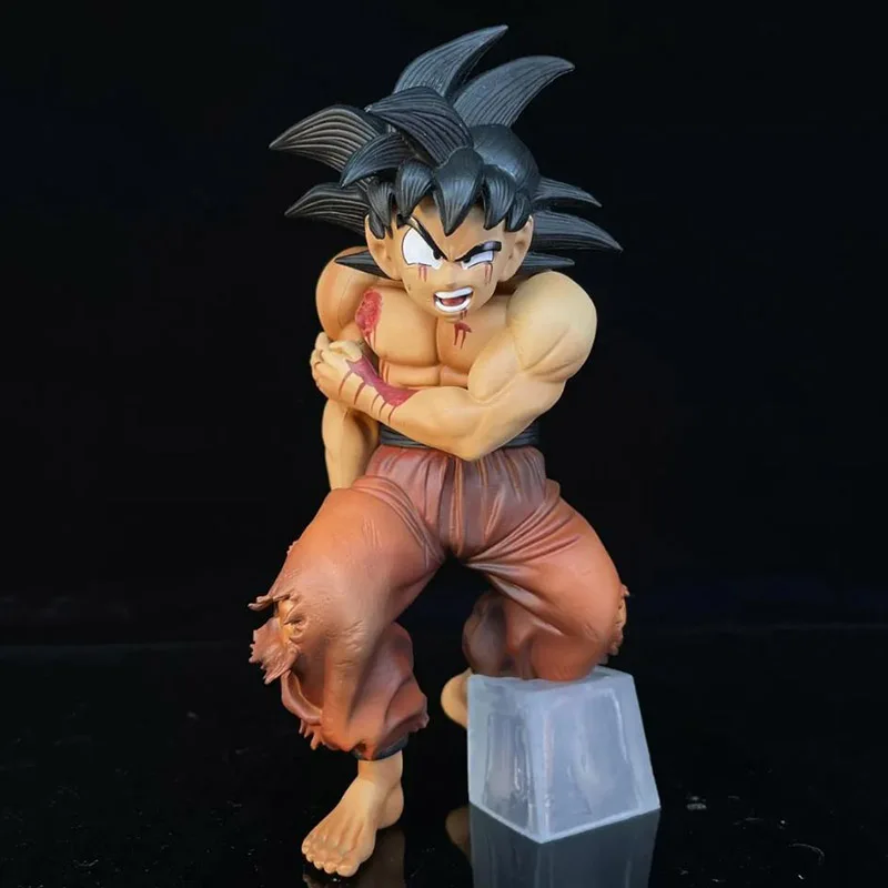 Figuras de Anime Dragon Ball Goku, figuras de acción de Son Goku, posición en cuclillas heridas, puño de rey abierto fuerte, muñeca modelo de PVC de 20cm, Juguetes