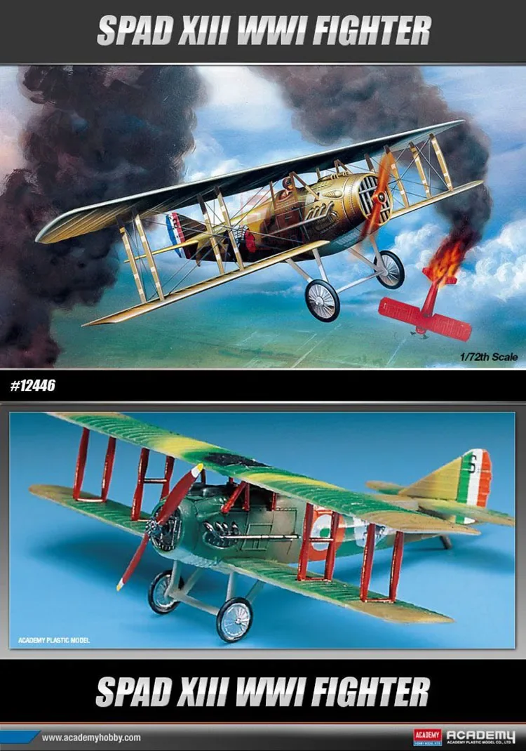 Academy Assembled Aircraft Model Kit 12446 SPAD XIII WWI FIGHTER 1/72