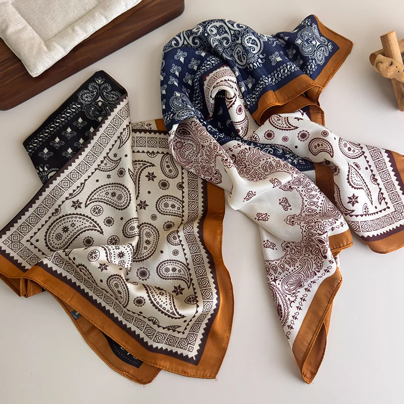 الأمريكية الألفية التوابل فتاة نمط عقال وشاح الرجعية الكاجو زهرة الرقبة أدفأ وشاح الزخرفية وشاح حريري متعدد الوظائف #5