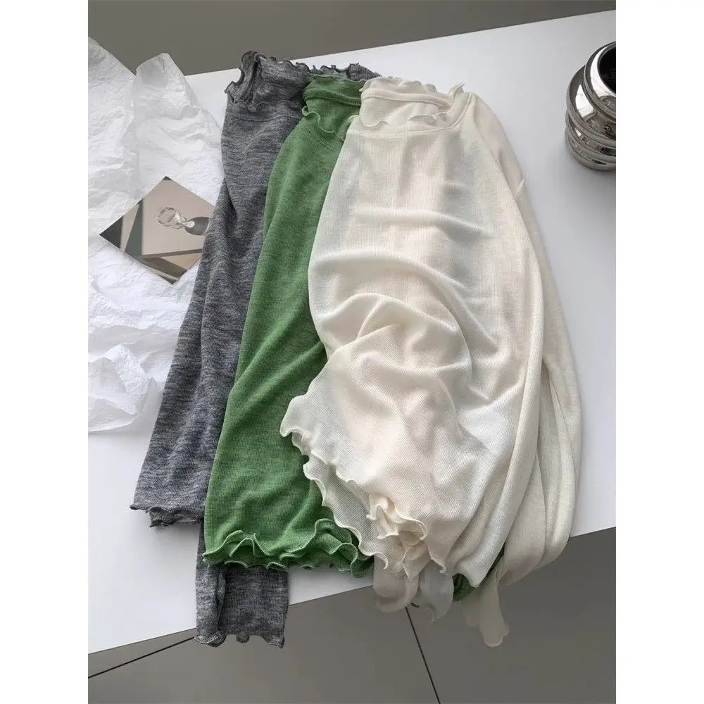   تي شيرت Wood Ain Long Sve للحماية من الشمس للسيدات من Lyocell Silk Slim Fit ort Sle مكيف هواء صيفي...