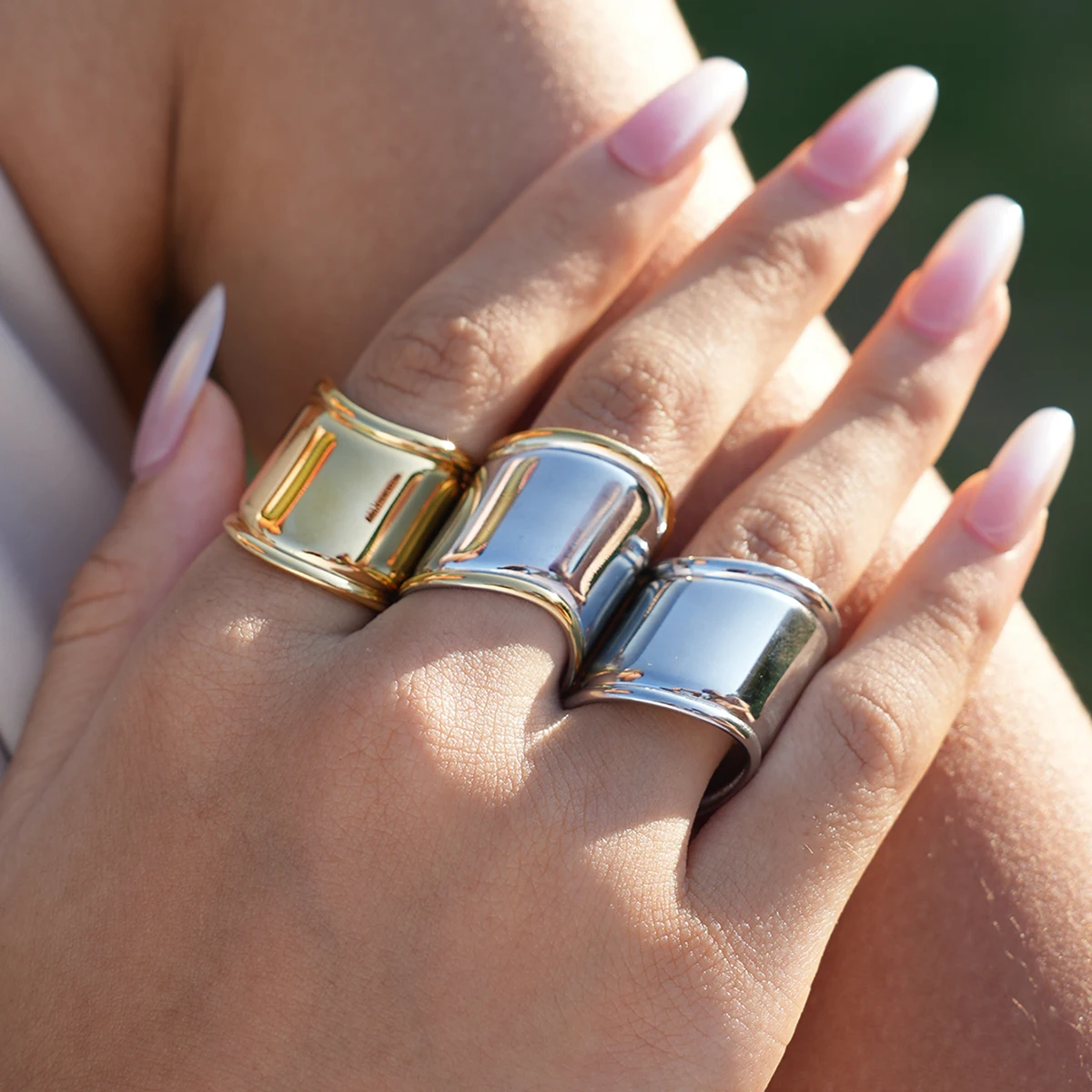 Кольца из нержавеющей стали с минималистичным геометрическим дизайном, позолоченные 18 К, водонепроницаемые качественные женские украшения для повседневного ношения, отпуска и т. д.