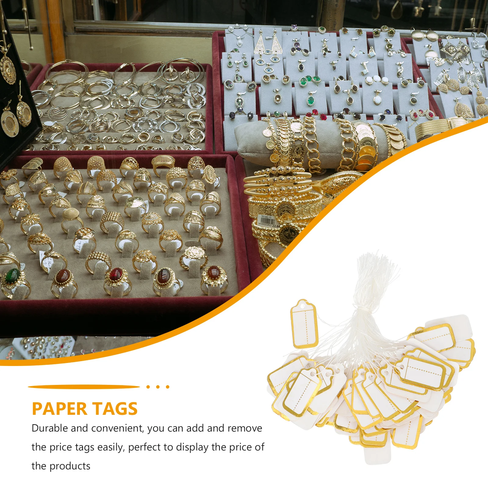 

500Pcs Premium Material Price Tags with String Jewelry Clothing Gift Tags Smooth Surface Easy Jewelry Tag