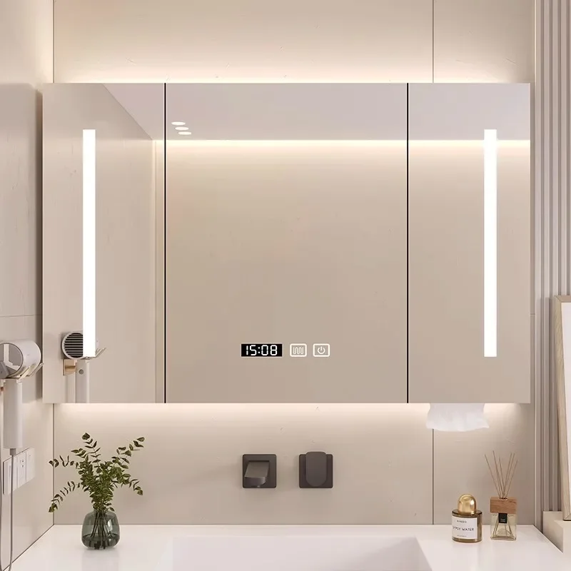 Shower Locker Bathroom Cabinets Vanity Mirror Home Furniture Smart Light Bathroom Cabinets Sanitation Defogging Miroir De Salle