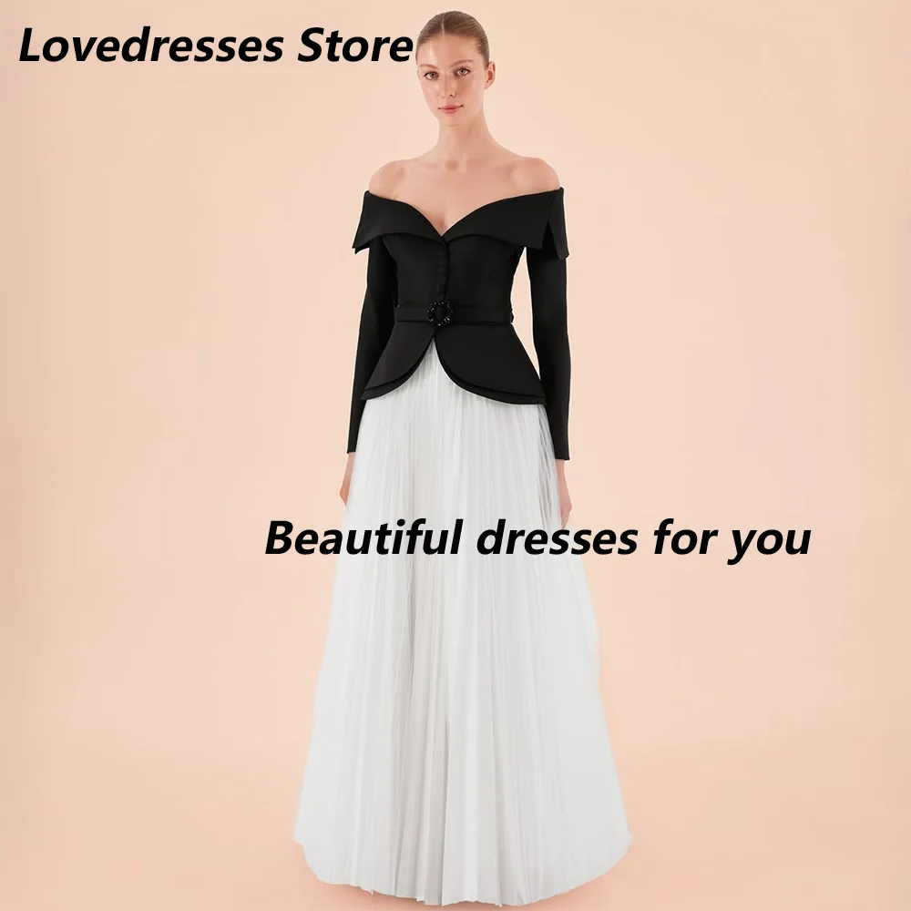

Contrast Color Evening Dresses for Women Off Shoulder Floor-Length A Line Events Wedding Gala Evening Party Dress Customized