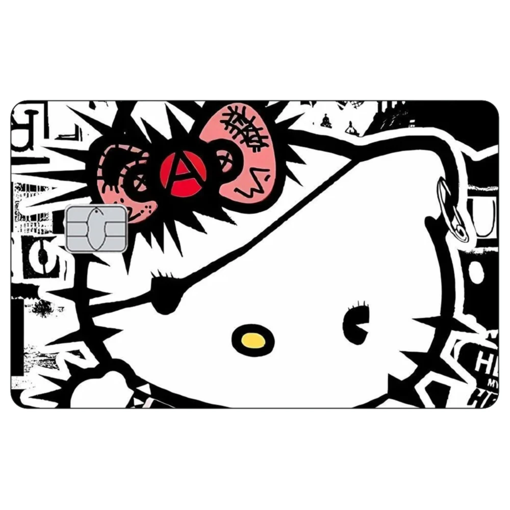 ملصقات كارتون لبطاقة الائتمان داكنة كيتي غير لامعة لبطاقة بنك VISA JCB Mastercard وغيرها من بطاقات IC وديكورات مضادة للخدش #5