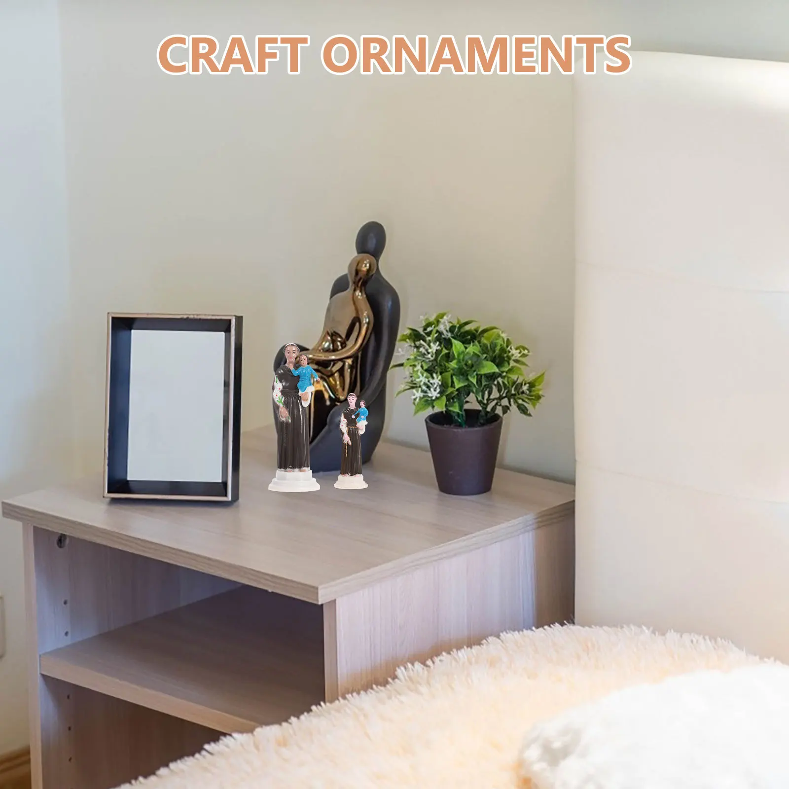 

2pcs Catholic Religious Jesus Statue Elegant European Design Desktop Ornament Shelf Decor Nativity Religious