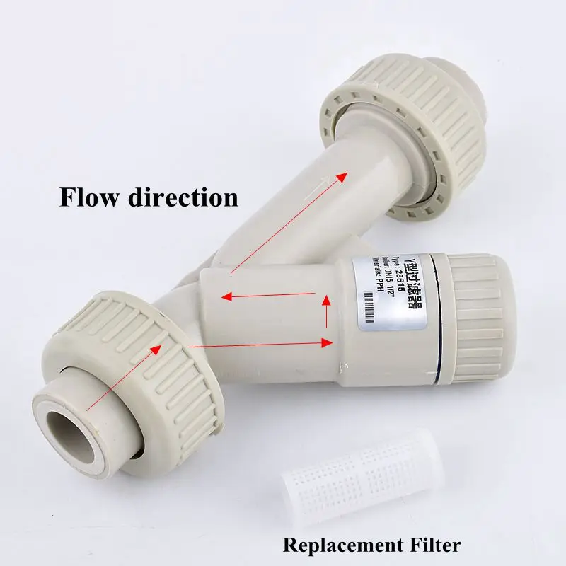 1Pc I.D 20~50mm PPH Hot Melt Pipe Y-Type Water Filter Aquarium Fish Tank Pipe Connector Irrigation System Garden Filter Fitting