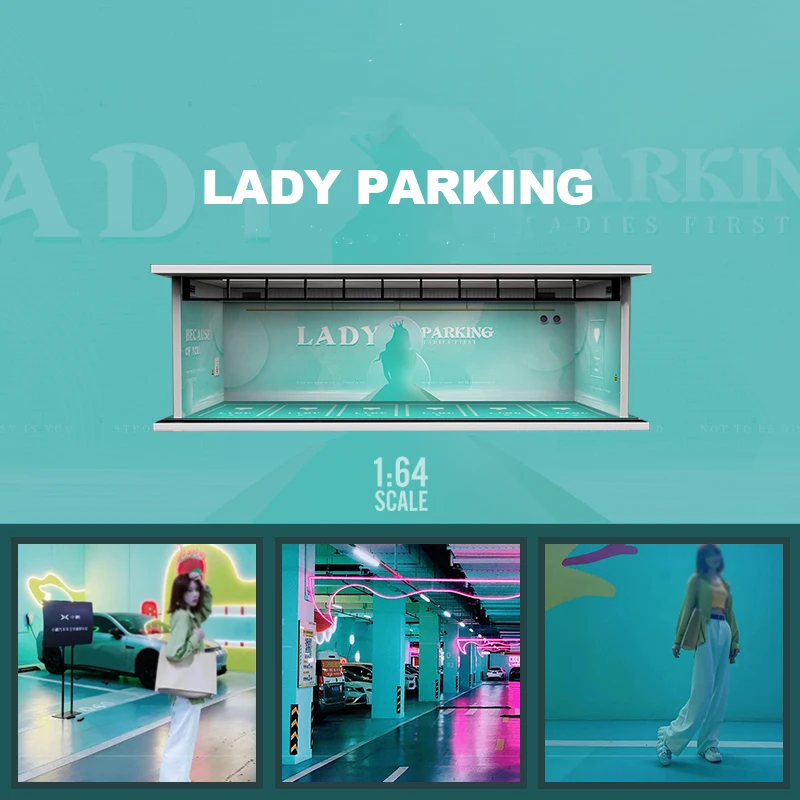Оригинальный дизайн 1:64 Богиня Парковочное пространство Освещение издание Сборка Сцена Модель Парковка Гараж Автостоянка Миниатюры Модель