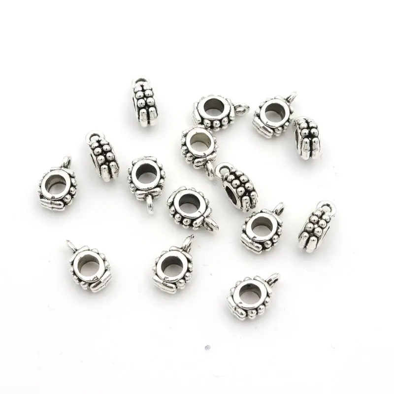 50pcs Tibeten Silver Big Hole European Bead Slide Connector Charm For Jewelry Making Finding DIY Accessories Wholesale Supply