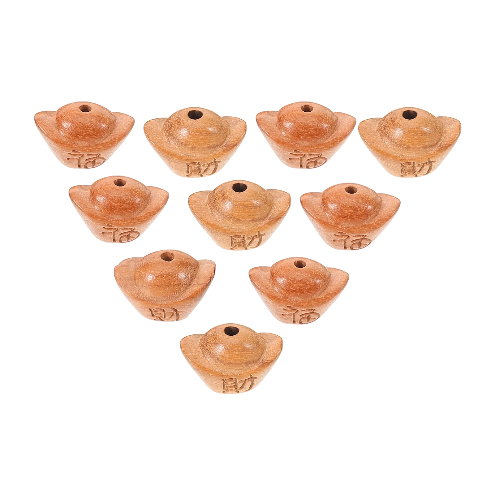 

10 Pcs Ingot Wood Beads Wooden Craft Supplies Hole For DIY Bracelets Necklace Jewelry Accessories Loose Beads Charms Decorative