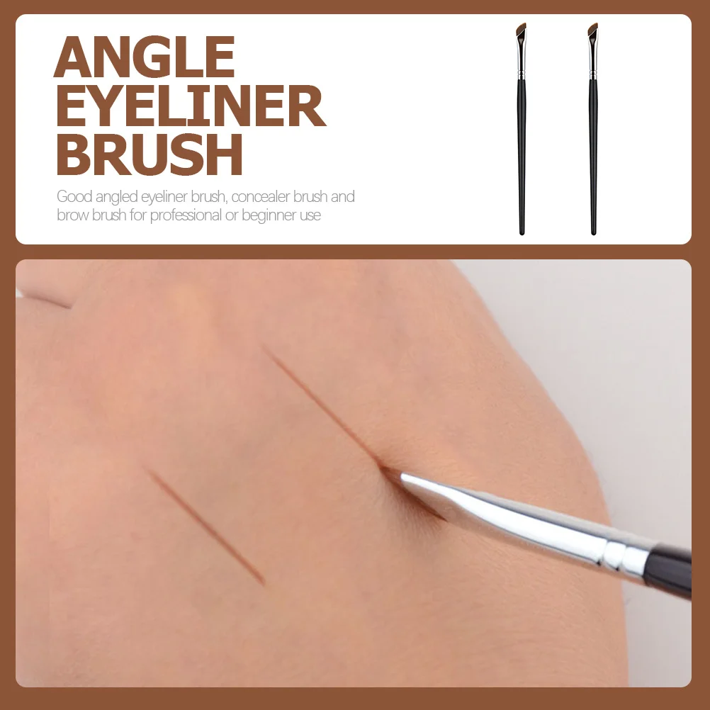 2 個の角度付き眉毛ブラシアイライナーコンシーラーメイクブラシ女性女の子のためのプロのツールアイライナーブラシ