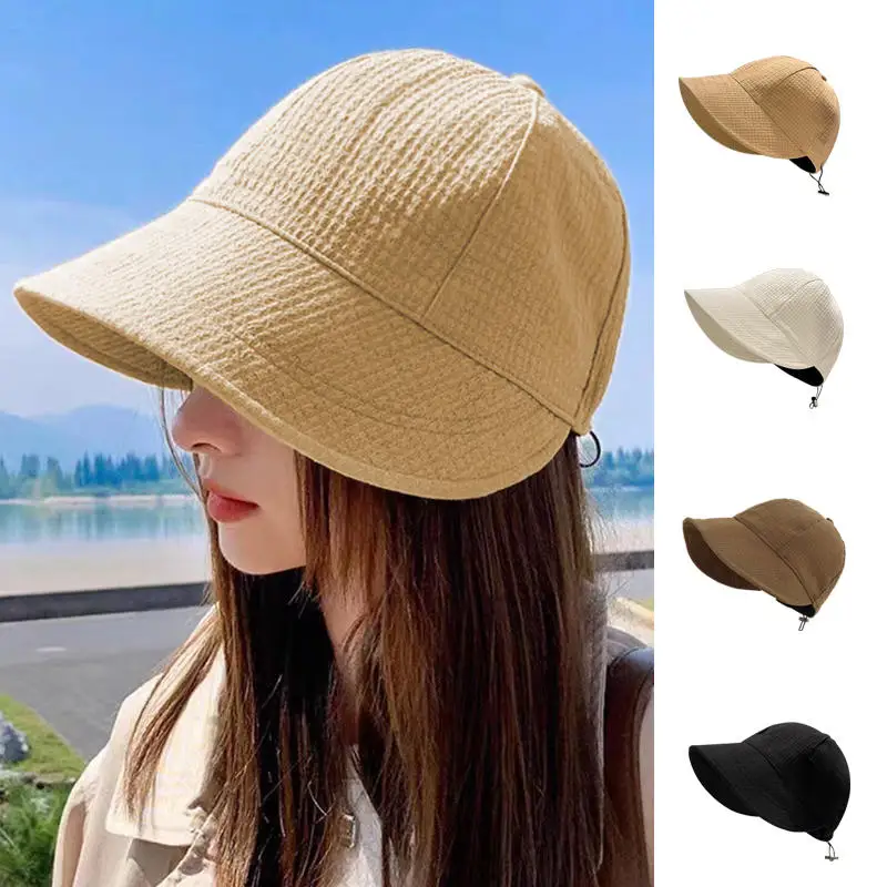 

Foldable Wide Brim Sun Hat Drawstring Adjustable Caps For Men Women Summer Beach Hats Quick-drying Visors Fisherman Cap