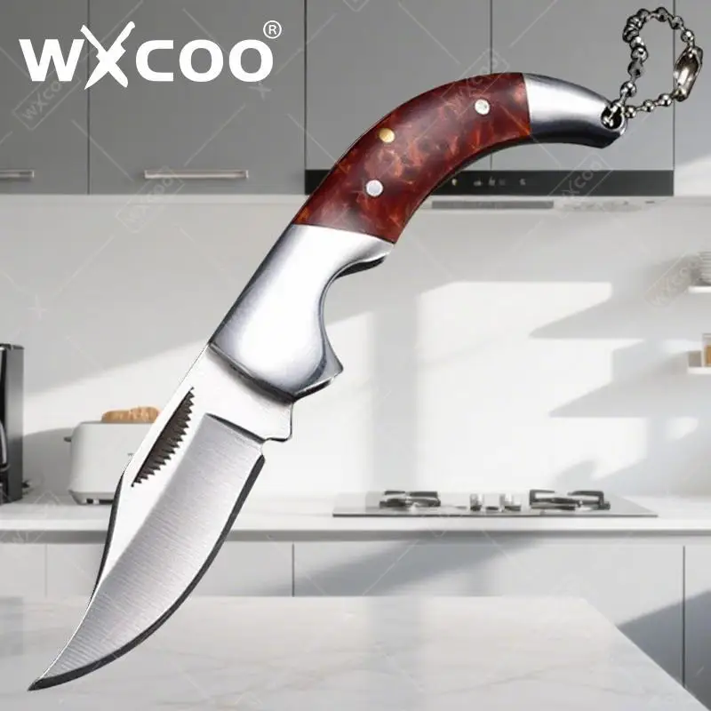 

WXCOO Stainless Steel Folding Fruit Knife Portable ButcherKnives Universal Slicing Knife Mini Knife Keychain Pocket Meat Cleaver