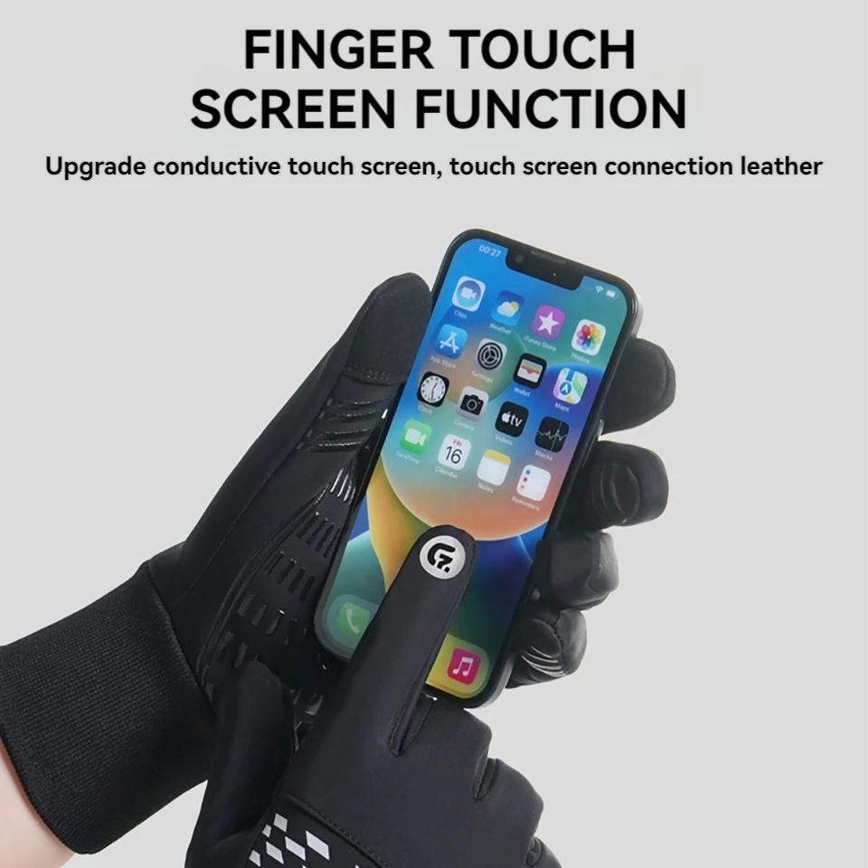 NOFOXO Full Fingers Gloves Winter Warm Touchscreen Two-finger Flip Gloves Waterproof Windproof Anti-Slip Running Cycling Skiing