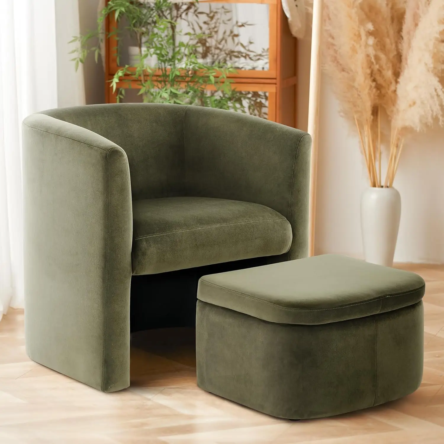 

COLAMY HY-H72-Green Upholstered Velent Accent Armchair, Set of 1, Green