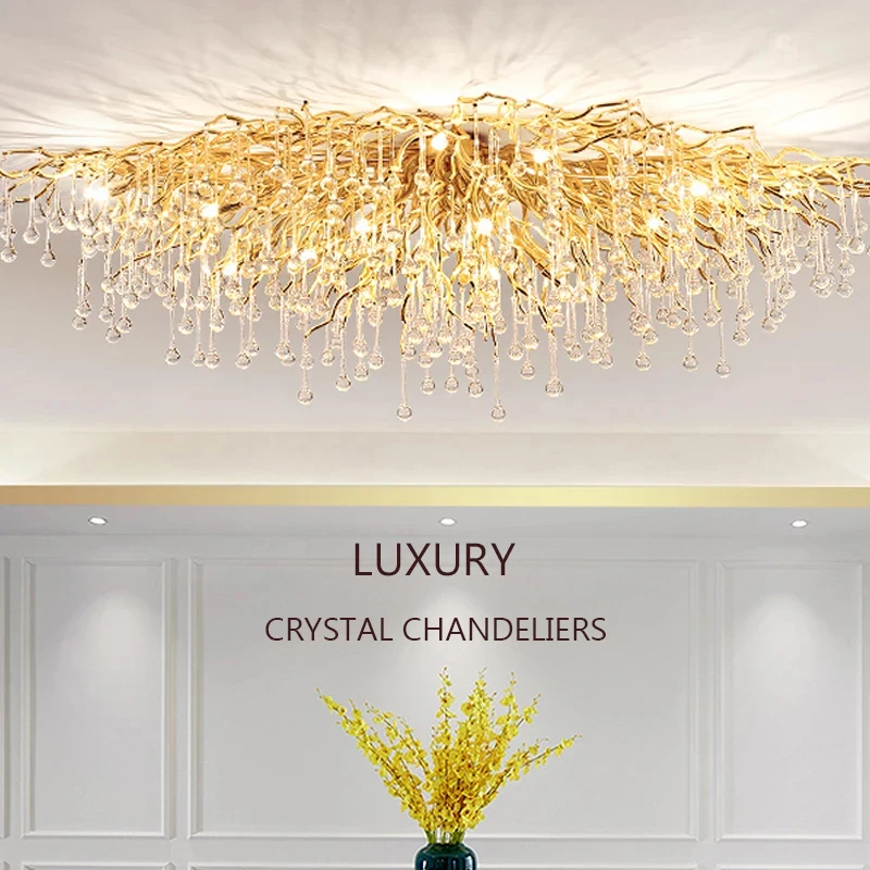 

Modern Luxury Crystal Chandelier Lustre Living Dining Room Crystal Led Ceiling Pendant Lamp Villa Bedroom Hanging Light Fixture