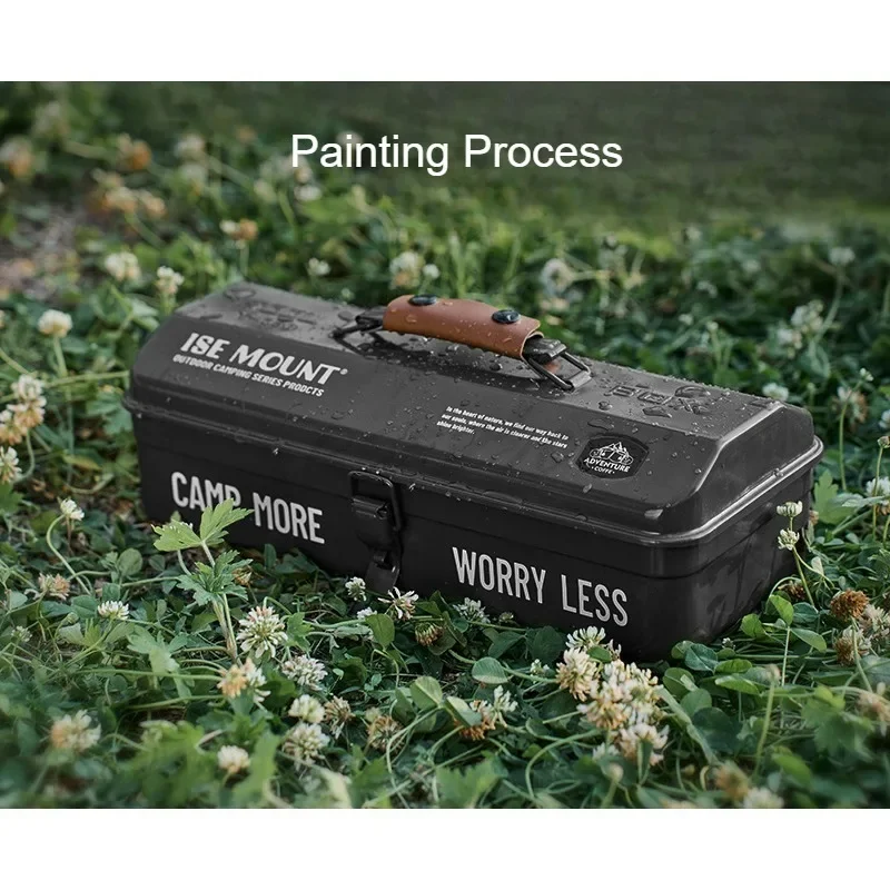 Tool Organization Box with Handle Portable Carry Storage Box Anti-Slip Camping Toolbox Iron Box Camping Accessories