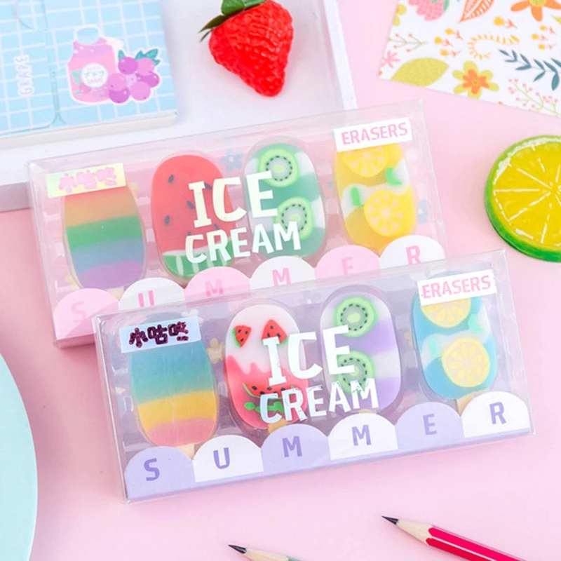 6Pcs Creative Sweet Candy Lolipopทำความสะอาดยางลบสำหรับของขวัญเด็กโรงเรียนQ6PA