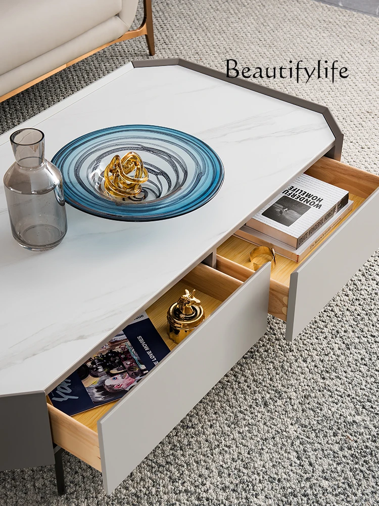 Modern Minimalist Stone Plate Coffee Table Combination Living Room Home Nested Tables Modern Minimalist Small Apartment