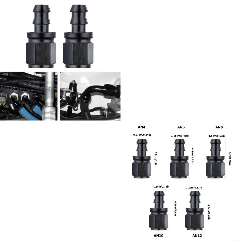 F1CF Pack Of 2 Automotive Push Lock Hose Fittings Corrosion Resistant Hose Connectors Aluminum for Rubber Line