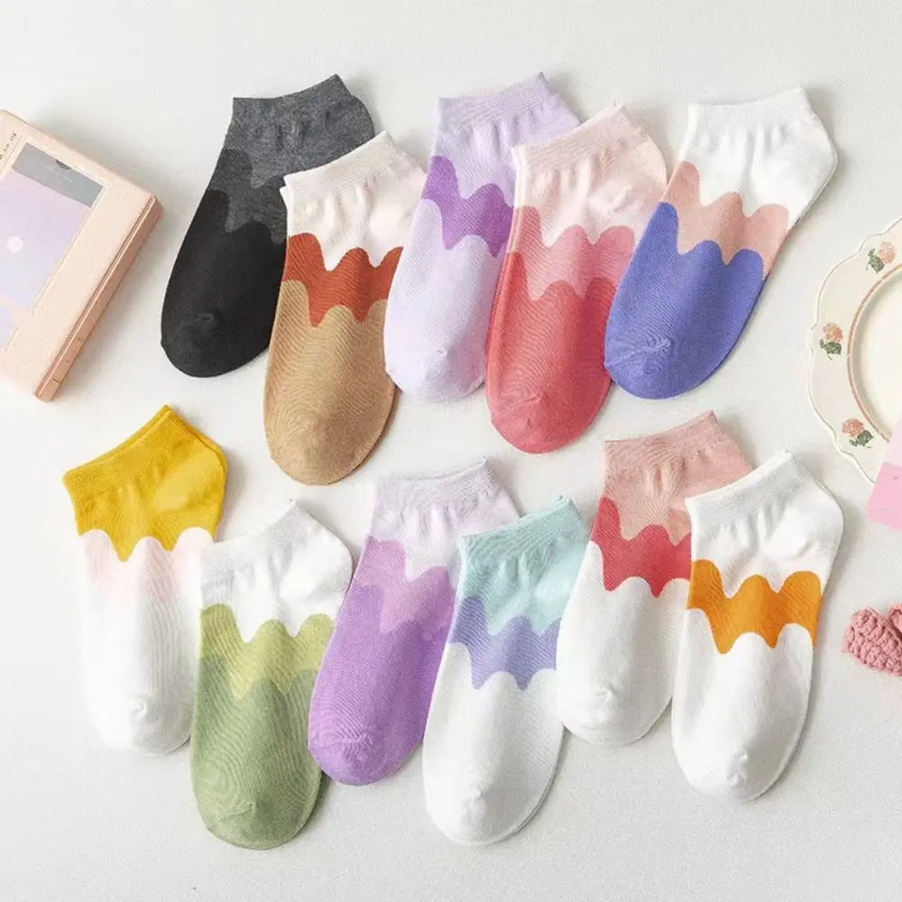 

10Pairs Fashion Bear Claw Cartoon Short Socks Patchwork Breathable Invisible Socks Elastic Hosiery Boat Socks Women Women