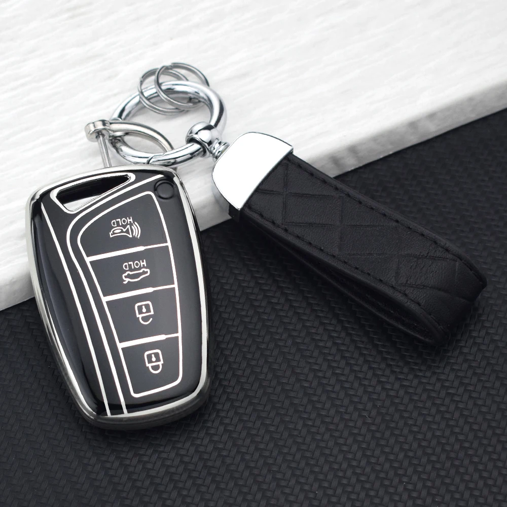 4 Buttons Keyless Cover Case for Hyundai Genesis Santa Fe 2012-2018 Equus Azera Tucson Smart Fob Remote TPU Car Key Shell