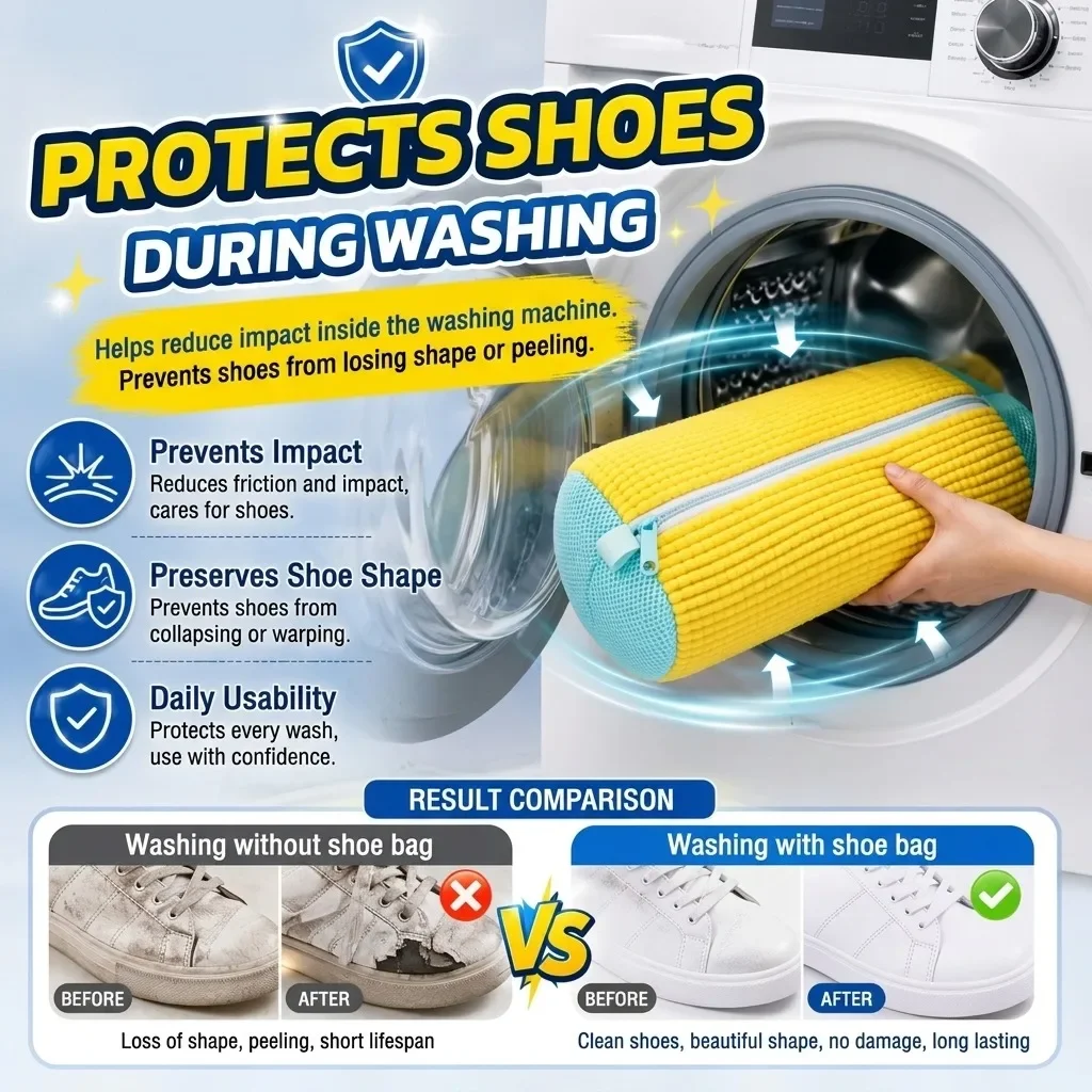 Fluffy Fiber 360 ° Surround Cleaning Shoe Washing Bag - Reusable Durable Machine-Washable Shoe Bag With Zipper Closure(1Pcs) view 2