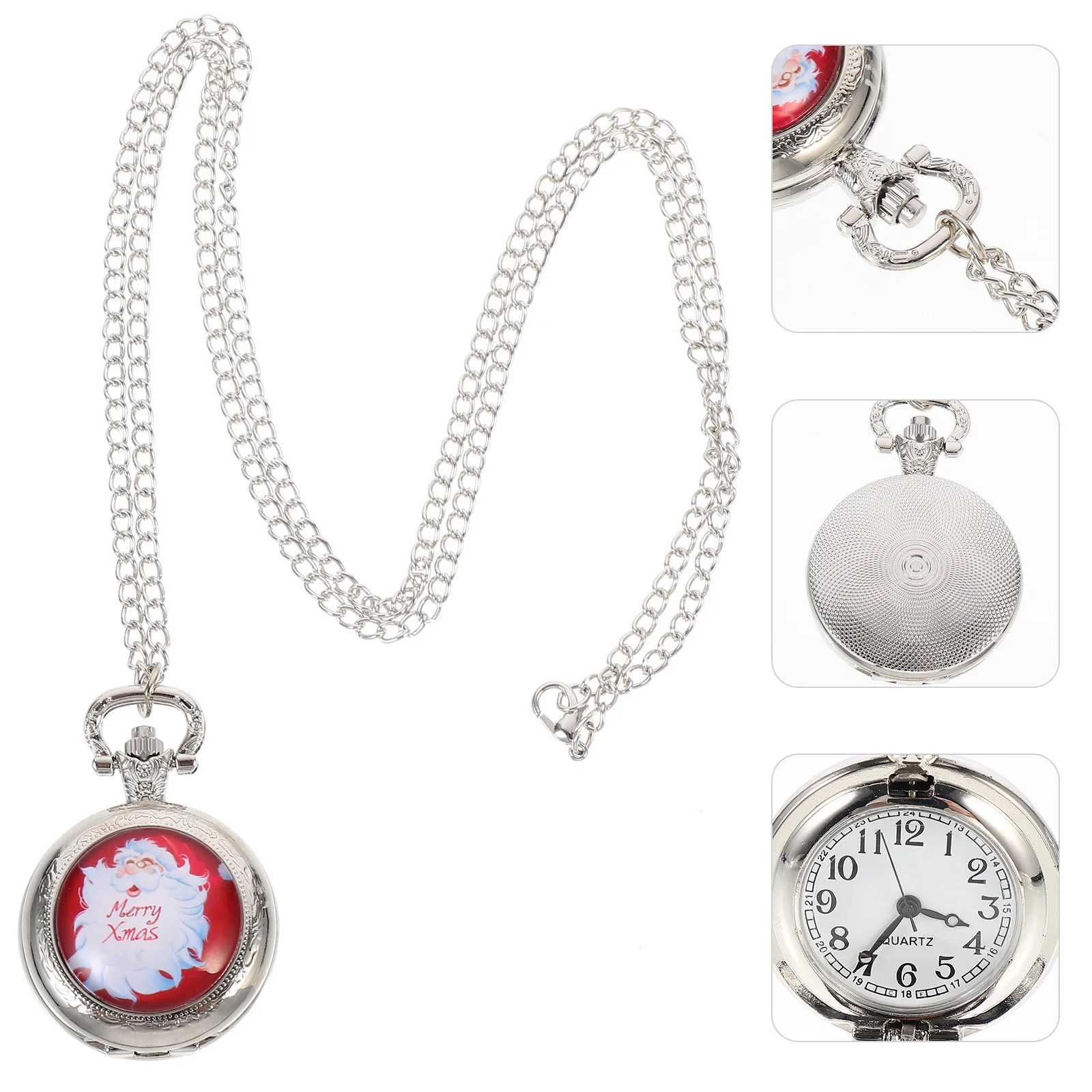 

1Pcs Retro Vintage Pocket Watch Xmas Theme Santa Pattern Hanging Decorative Durable Timepiece Vintage Pocket Watch